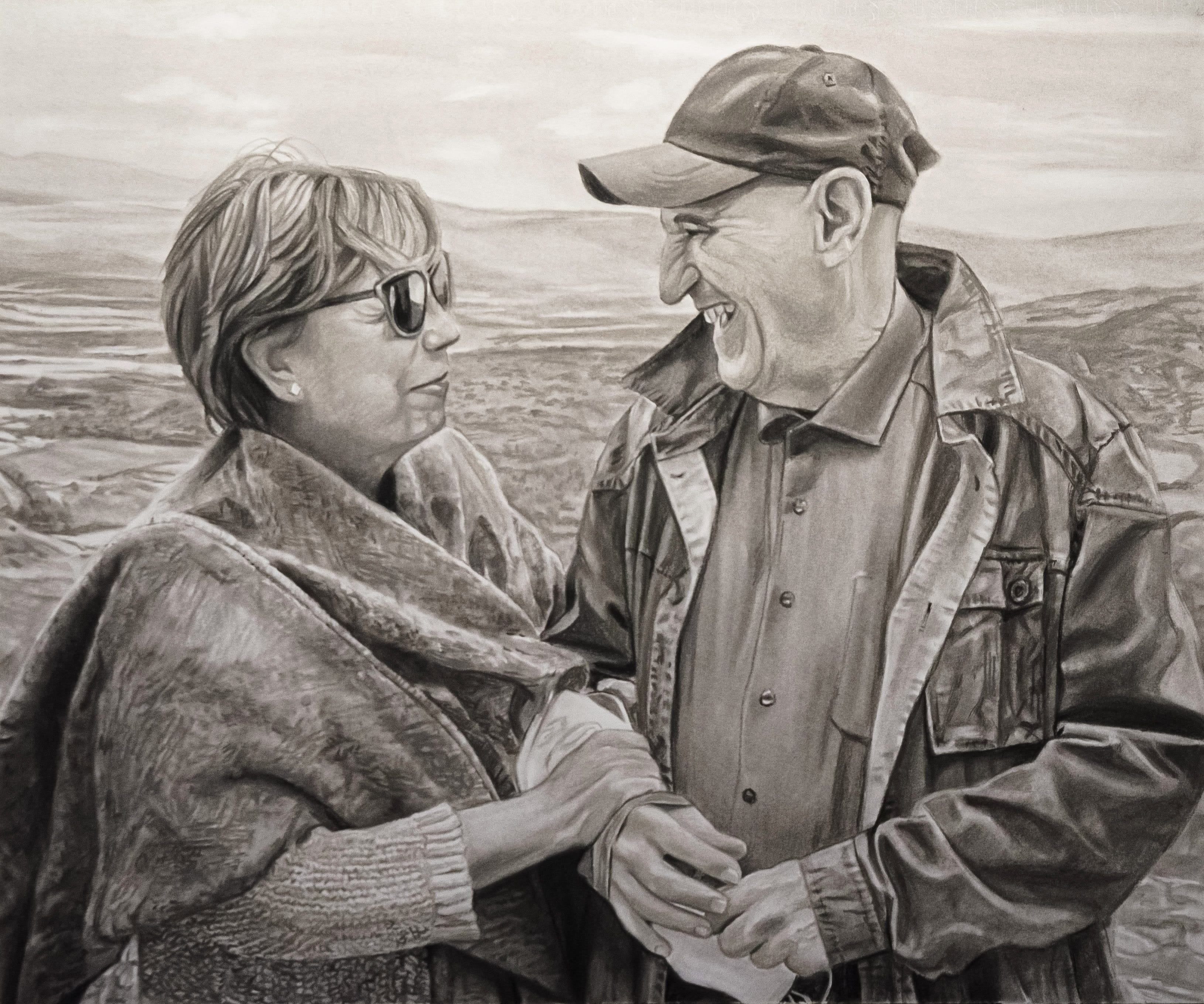 retrato-pareja-carboncillo-paisaje retrato-al-carboncillo-pareja