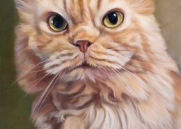 Retrato al pastel de un gatito de pelo dorado