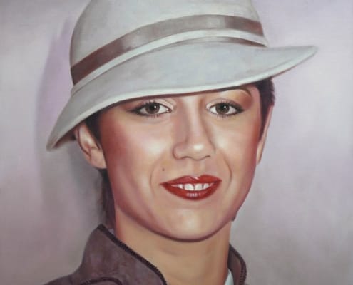 Retrato al óleo de una elegante y bella mujer